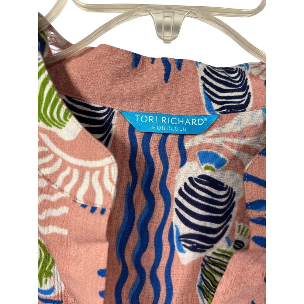 Tori Richard Honolulu Coral Reef Print Short Sleeve Dress Women's - Picture 2 of 5